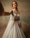 White Net Lehenga Choli With Stone Work