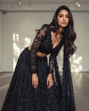 Glamorous Black Party Wear Lehenga Set – Heavily Embellished with Sparkly Sequins