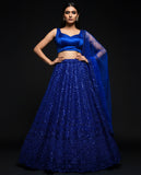 Royal Blue Sequined Lehenga Set