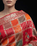 Luxurious Red Silk Saree with Multicolor Traditional Weaving and Rich Zari Border