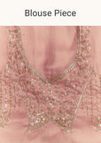 Peach Shaded Tissue Saree With Heavy Embroidered Blouse