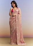 Pink Tissue Saree With Heavy Hand Embroidery