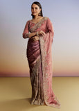 Peach Shaded Tissue Saree With Heavy Embroidered Blouse