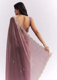 Purple Silk Organza Saree With Heavy Hand Embroidery