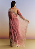 Peach Shaded Tissue Saree With Heavy Embroidered Blouse