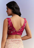 Pink Tissue Saree With Heavy Hand Embroidery