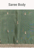 Green Tissue Saree With Bead And Cutdana Embroidery