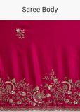 Hot Pink Satin Saree With Heavy Hand Work