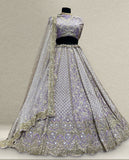 Georgette Lavender Bridal Lehenga Choli