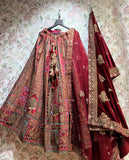 Luxury Multicolor Bridal Lehenga with Heavy Embroidery and Velvet Dupatta