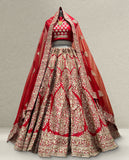 Red Bridal Lehenga with Gold Embroidery
