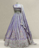 Lavender Bridal Lehenga Choli with Floral Embroidery and Designer Dupatta