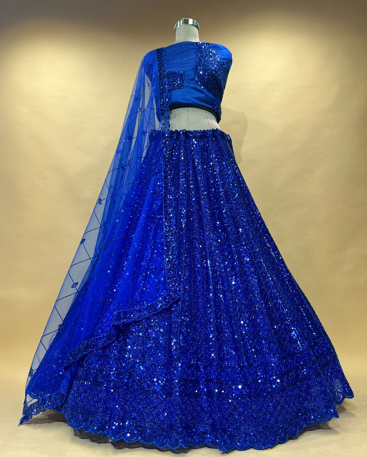 Royal Blue Sequined Lehenga Set