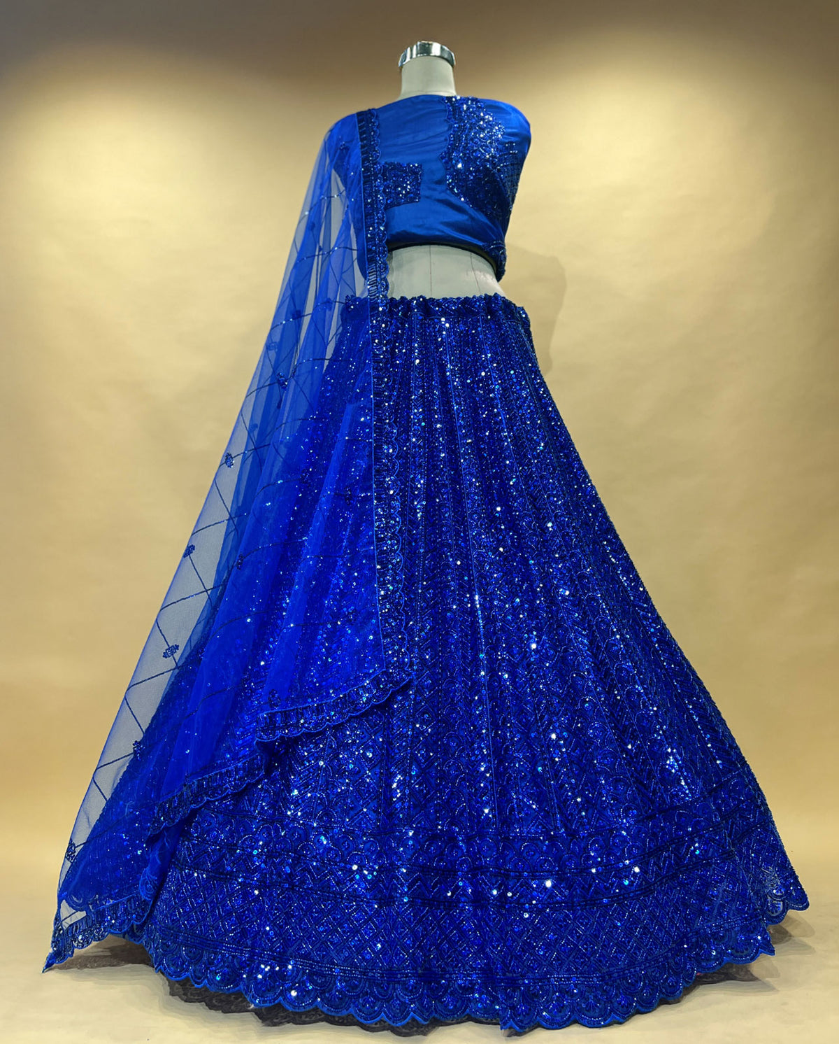 Royal Blue Sequined Lehenga Set