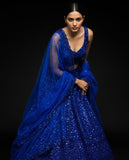 Royal Blue Sequined Lehenga Set
