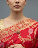 Elegant Red Banarasi Silk Saree with Rich Golden Zari Work