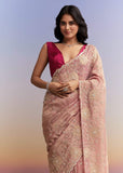 Pink Tissue Saree With Heavy Hand Embroidery