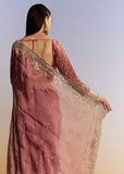Peach Shaded Tissue Saree With Heavy Embroidered Blouse
