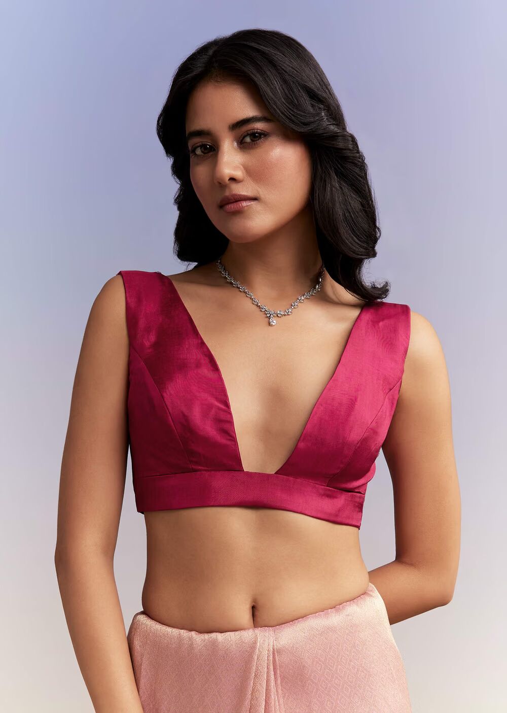 Pink Tissue Saree With Heavy Hand Embroidery