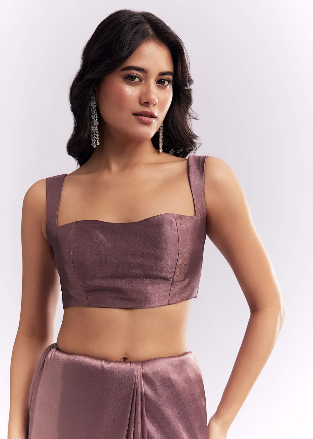 Purple Silk Organza Saree With Heavy Hand Embroidery