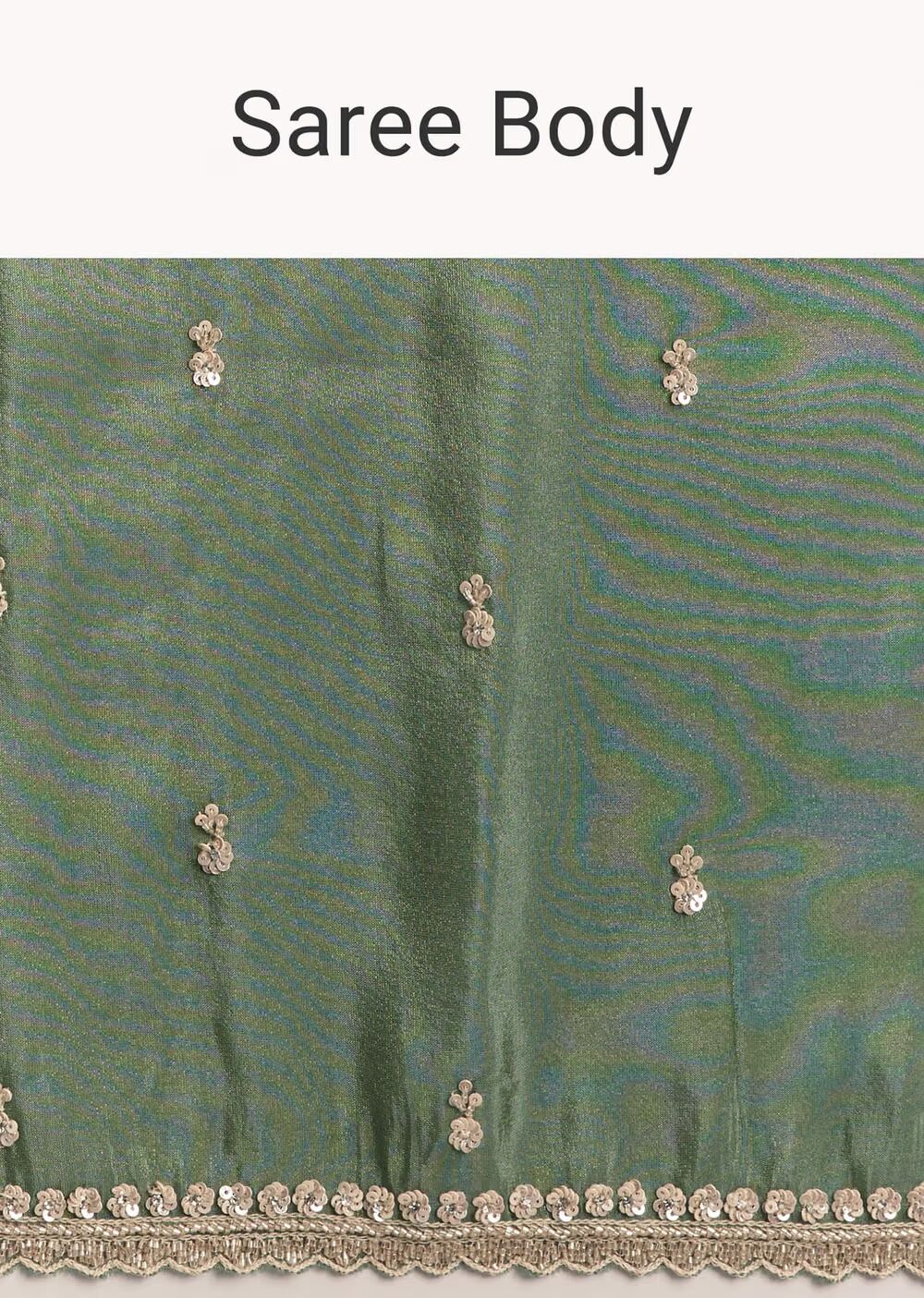Green Tissue Saree With Bead And Cutdana Embroidery
