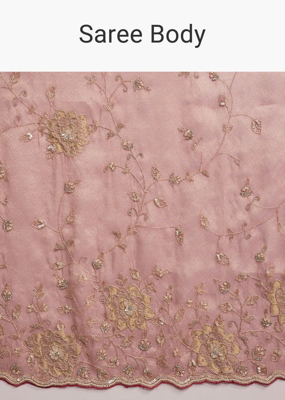 Pink Tissue Saree With Heavy Hand Embroidery