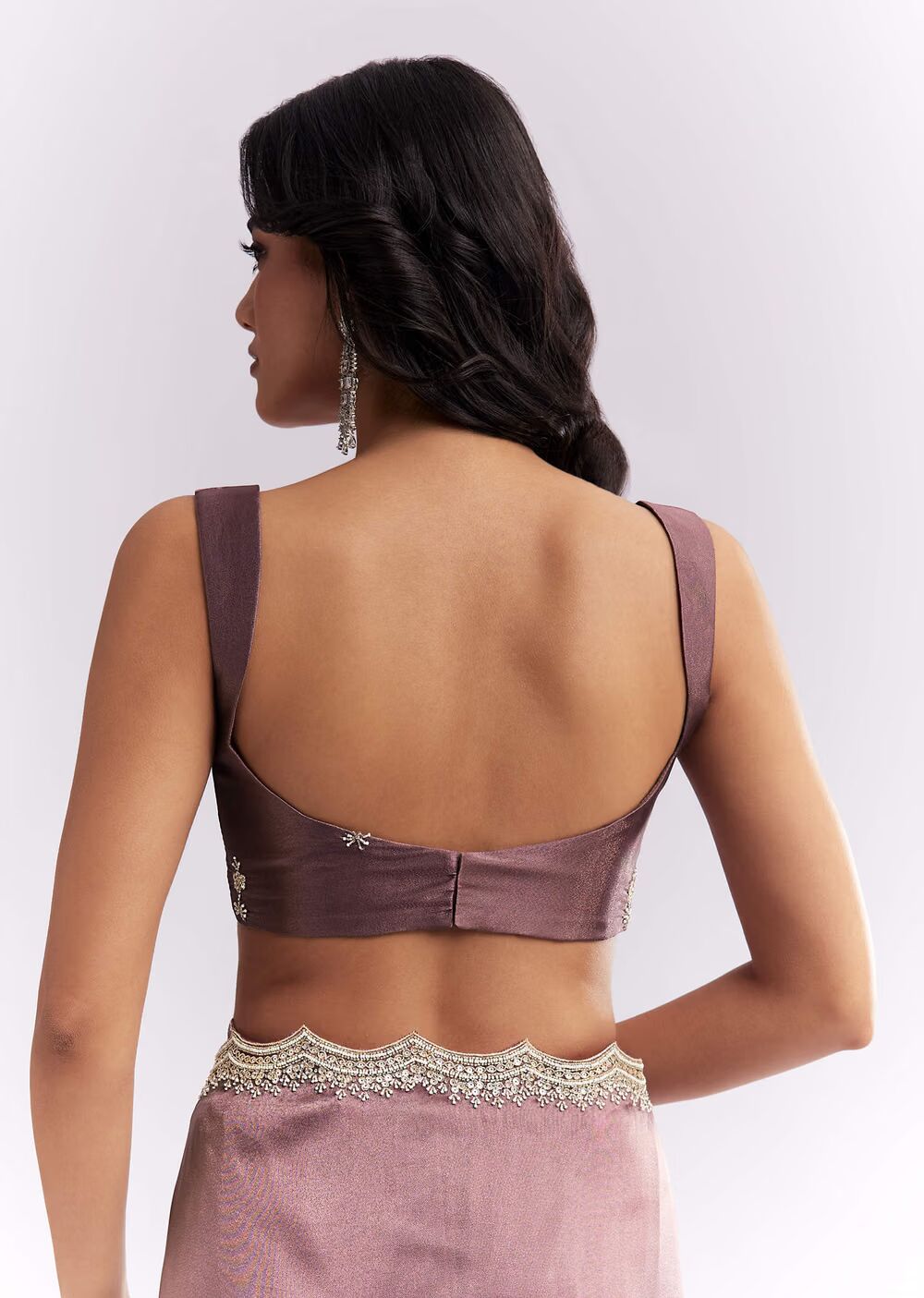 Purple Silk Organza Saree With Heavy Hand Embroidery