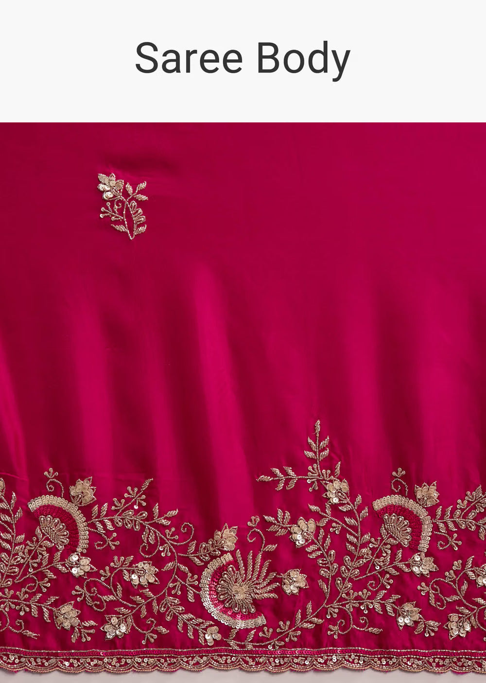 Hot Pink Satin Saree With Heavy Hand Work