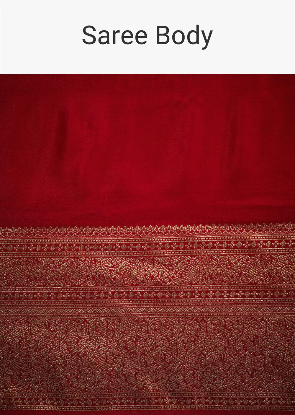 Red Dola Silk Saree With Zari Woven Border And Pallu
